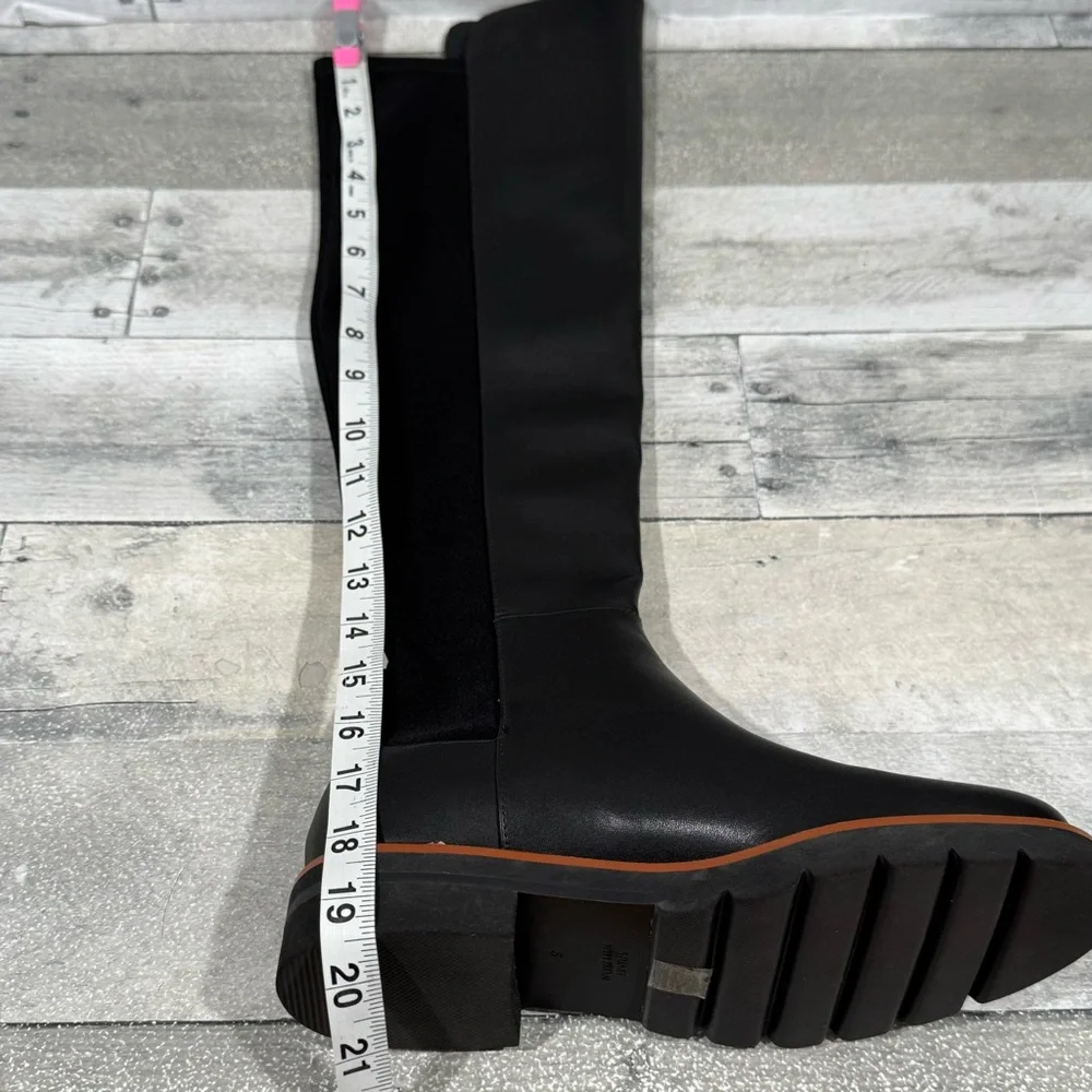 Stuart Weitzman Adrina City OTK Boots In Black Leather/Stretch - Sz - 5B